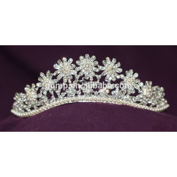 Flower Design Accessoires pour cheveux Crystal Tiara Rhinestone Pearl Crown